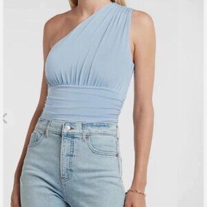 Express One-Shoulder Baby-Blue Bodysuit – Draped Contour